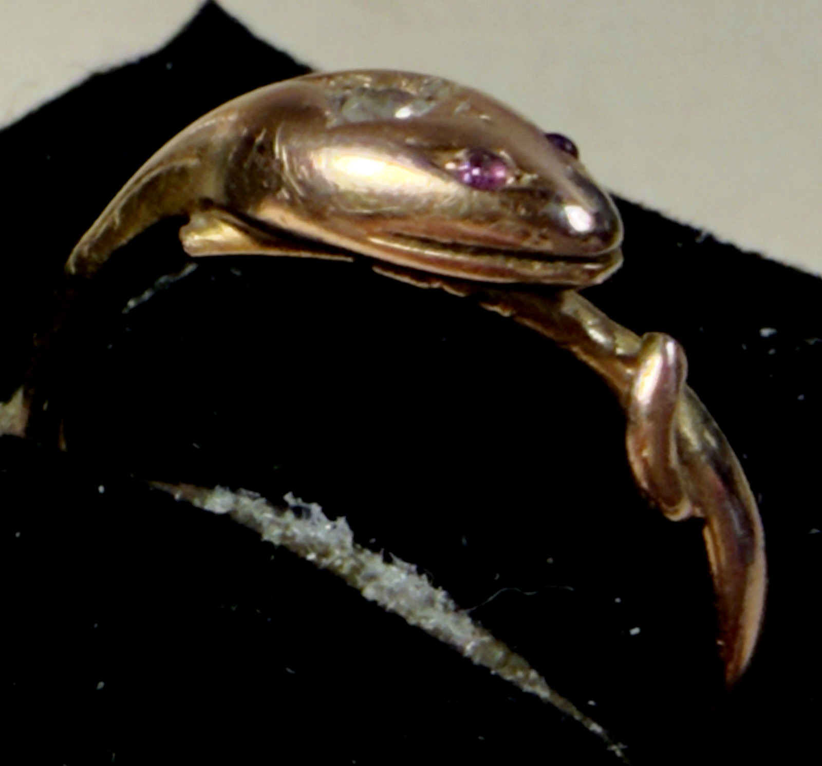 Antique Victorian 14K Gold Snake Diamond & Ruby Ring Sz 6.75, 2.6 Grams