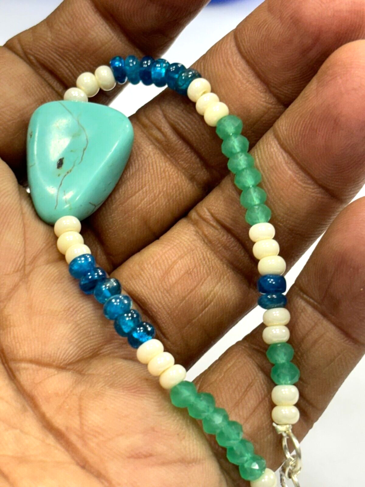 MULTI ROUNDELLE STONE WITH TUMBLED GEMSTONE BEADS 7″INCH 1 BRACELET