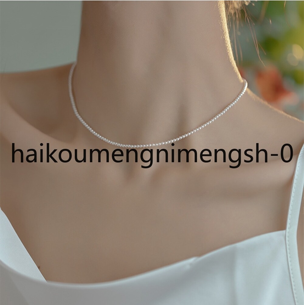 Real Natural 2mm 3mm 4mm White Akoya Pearl Round Beads Necklace 15″