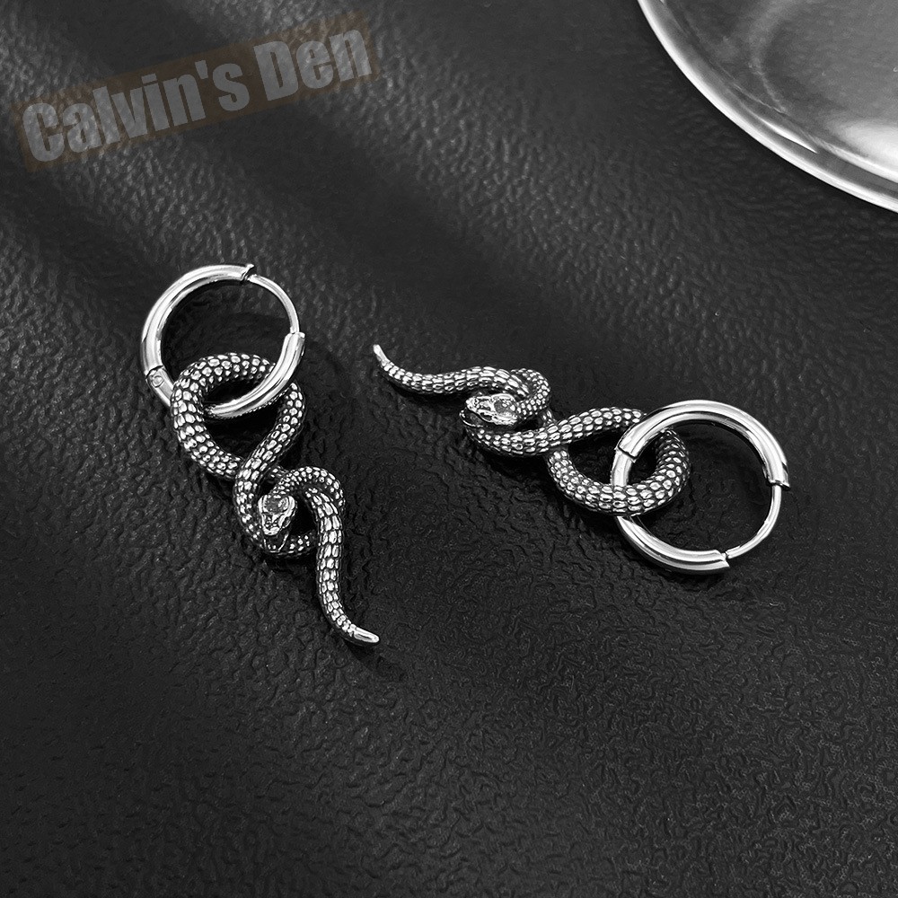 Stainless Steel Twisted Snake Earrings