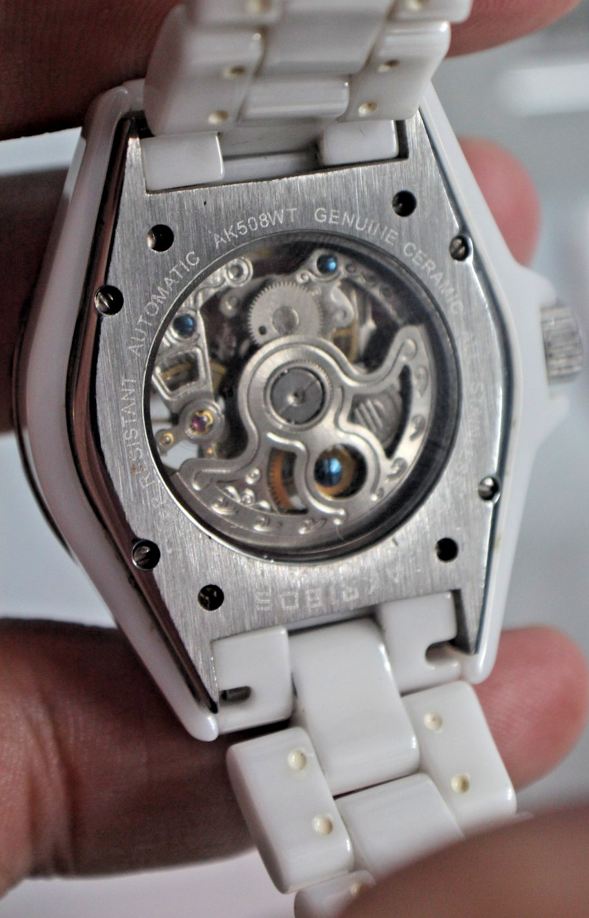 Exquisite AKRIBOS XXIV White Ceramic Automatic Women Watch AK508WT
