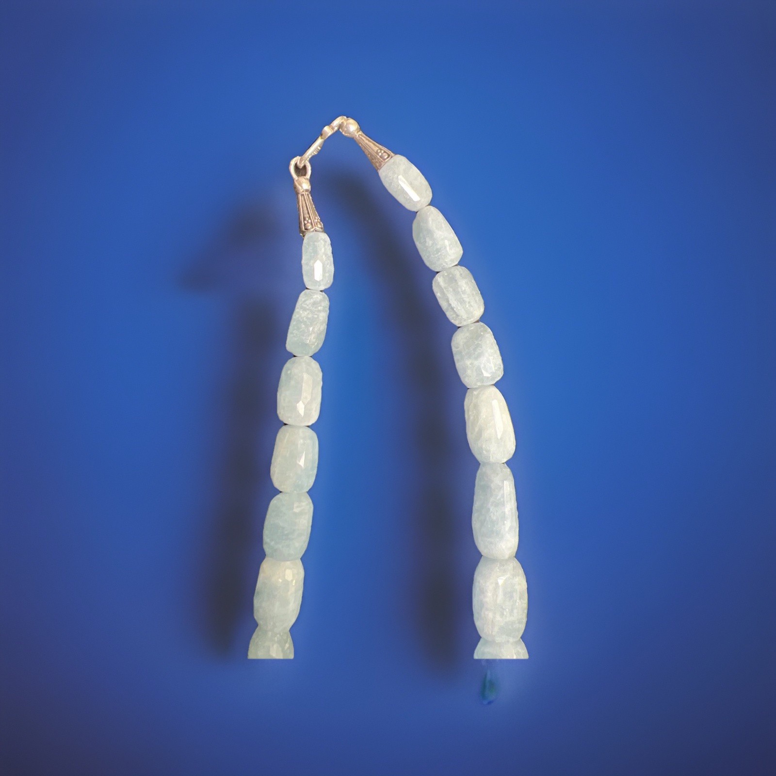Silver Aquamarine Necklace 160 Grams