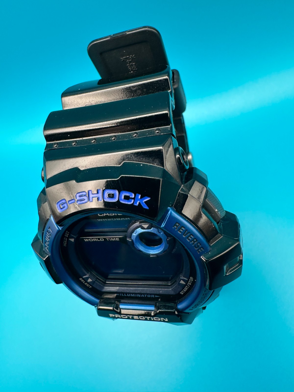 Casio G-Shock G-8900A-1 World Timer Gloss Black Blue Digital Men’s Watch CLEAN