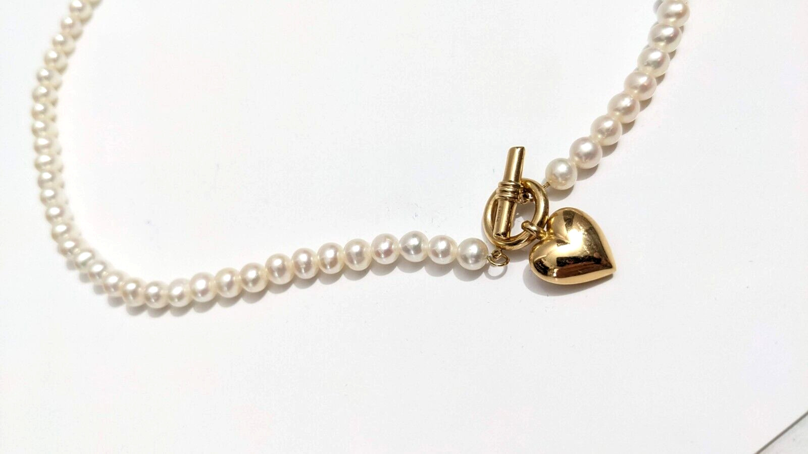 Peter Brams Design 14K Gold Heart~Charm~Cultured Pearls 18″ Necklace~20.1 Grams