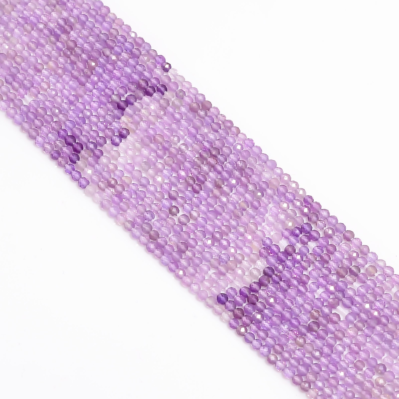Natural Amethyst Shaded Gemstone Round Micro Faceted Beads 2.5-3 mm Strand 12.5″
