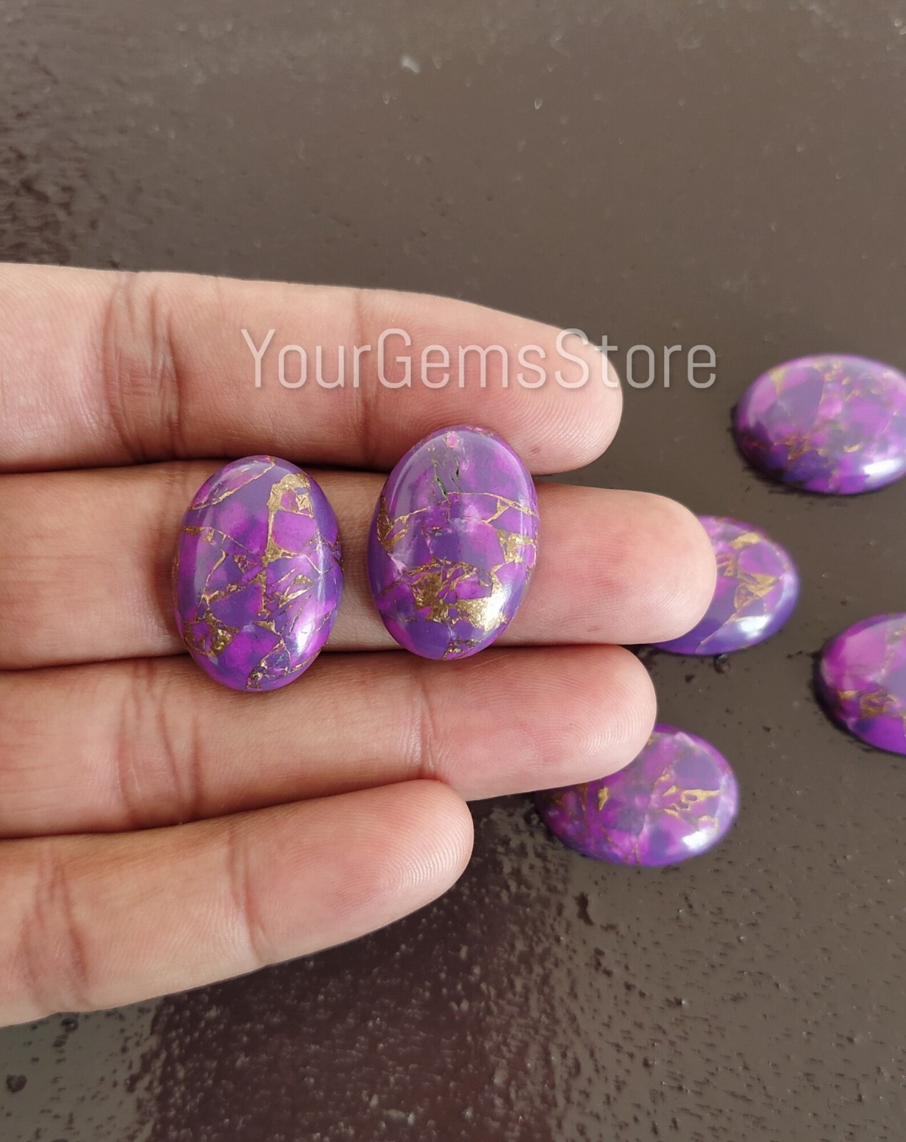 Natural Purple Copper Turquoise Oval Gemstone Available sizes 3x5mm to 20x30mm