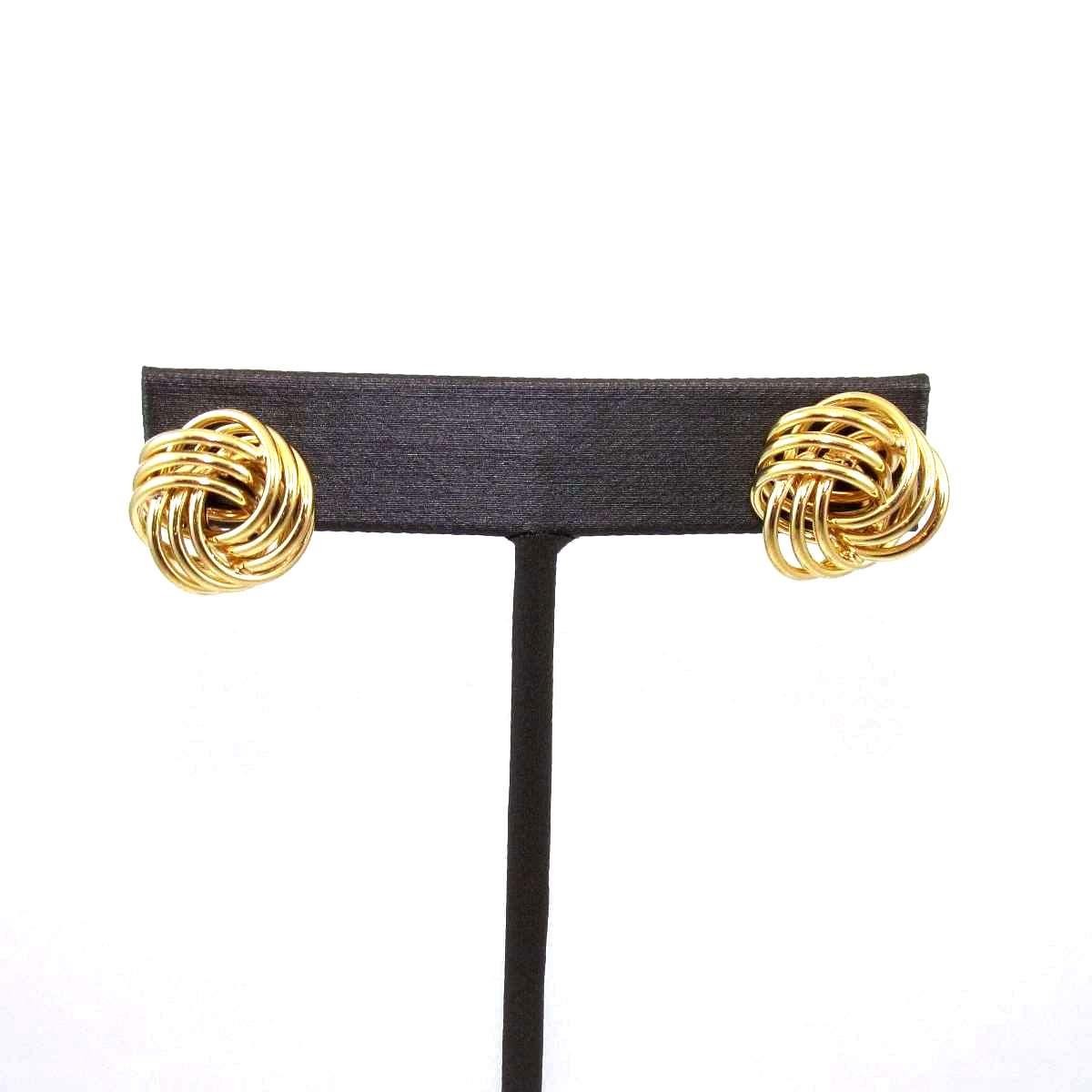 14K Yellow Gold Weave Woven Knot Stud Earrings