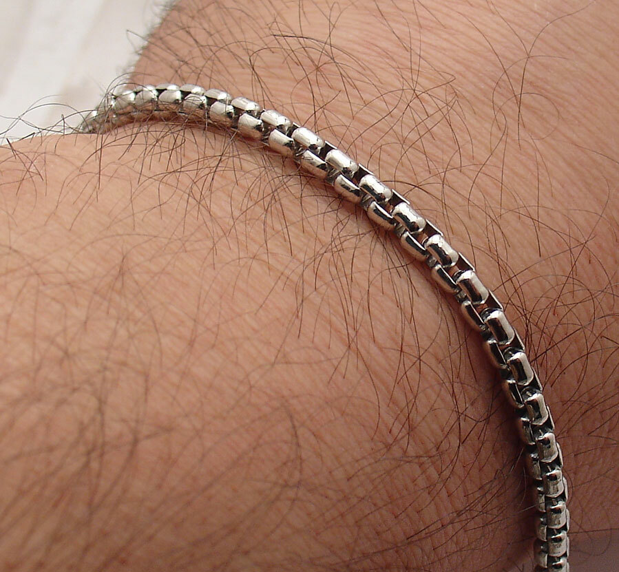 8″ 9″ Italian Round Venetian Box Bracelet Real Solid 925 Sterling Silver