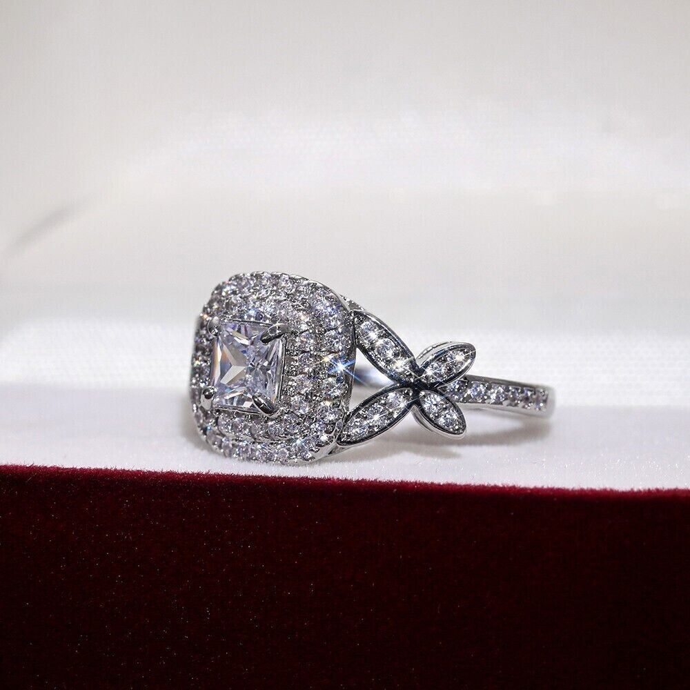 925 Silver Plated Dazzling Ring For Christmas Gift 2.15CT CZ Engagement Ring