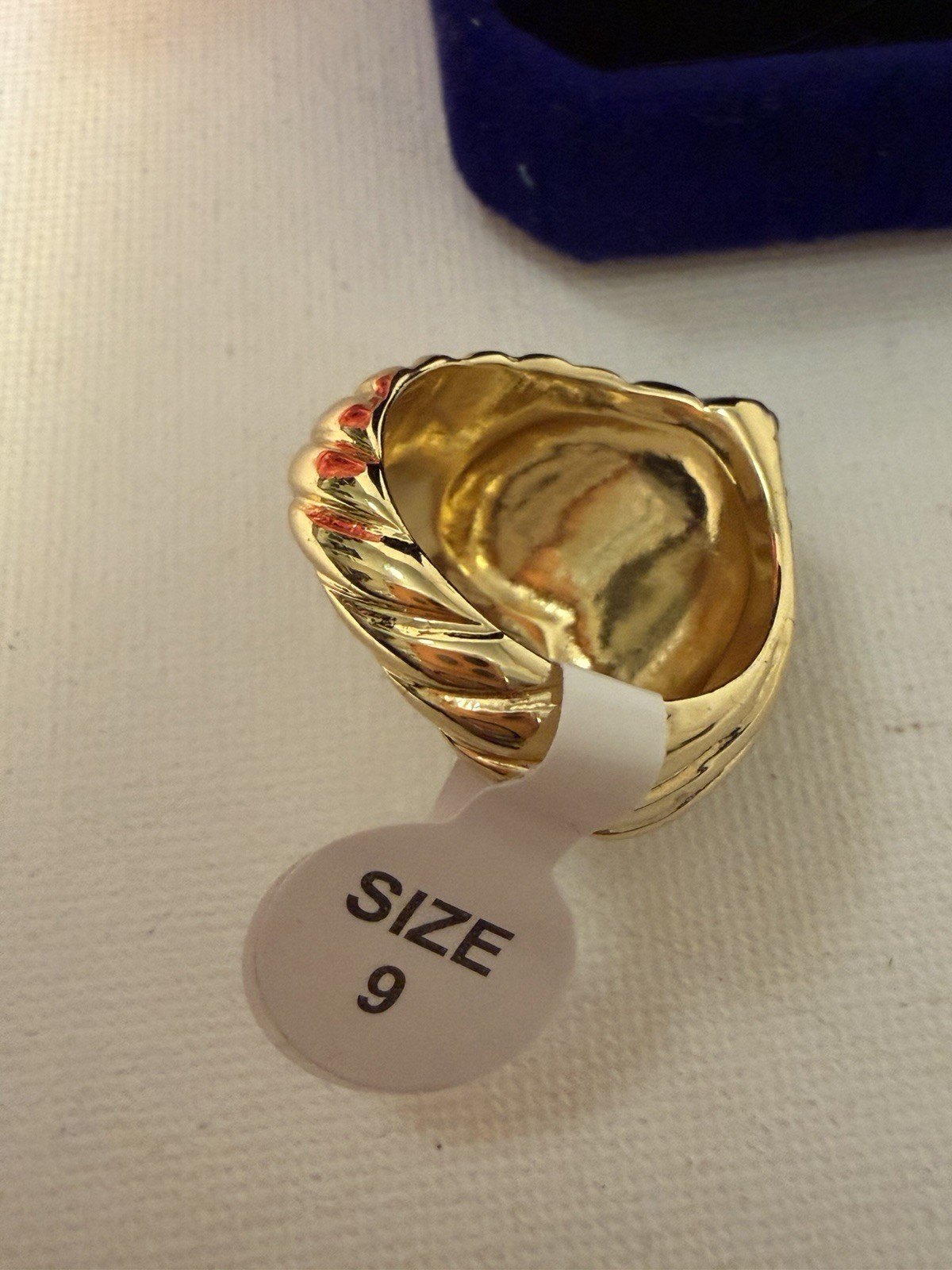 Kurt Geiger London Rainbow Pavé Signature Gold Tone Ring Size 9