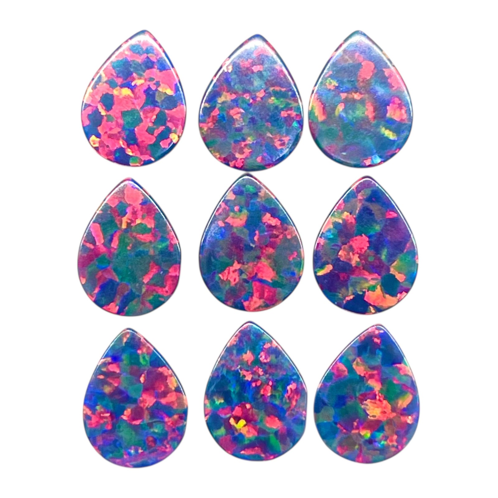 4 Pcs Black Australian Opal 8x6mm Pear Cabochon 5A Quality Lab Created Gemstones