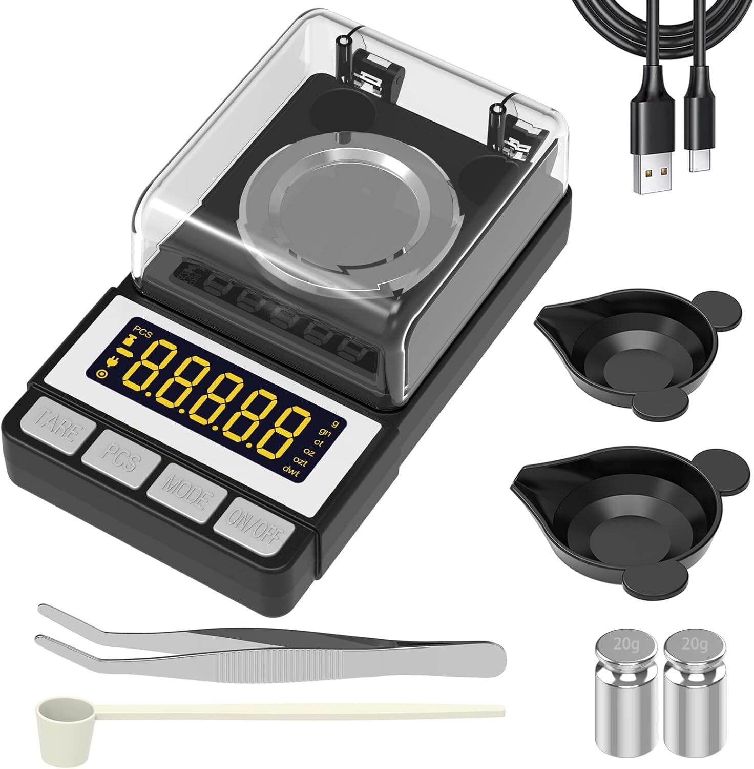 High Precision 100G Matte Black Weigh Scale Tare Function Count Jewelry Reloa…