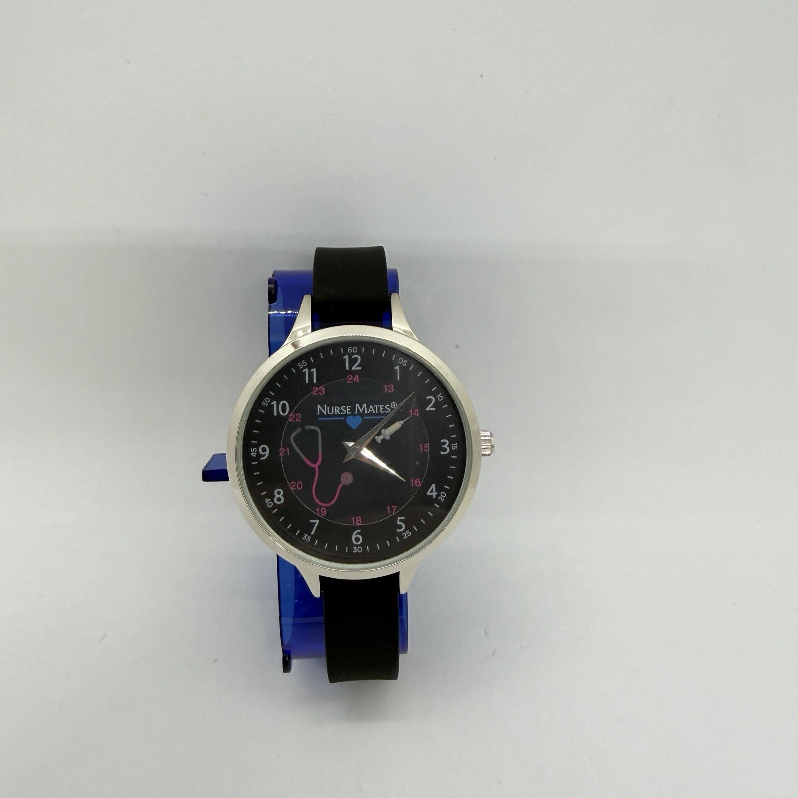 Nurse Mates Stethoscope nurse watch water-resistant silicone strap -Black