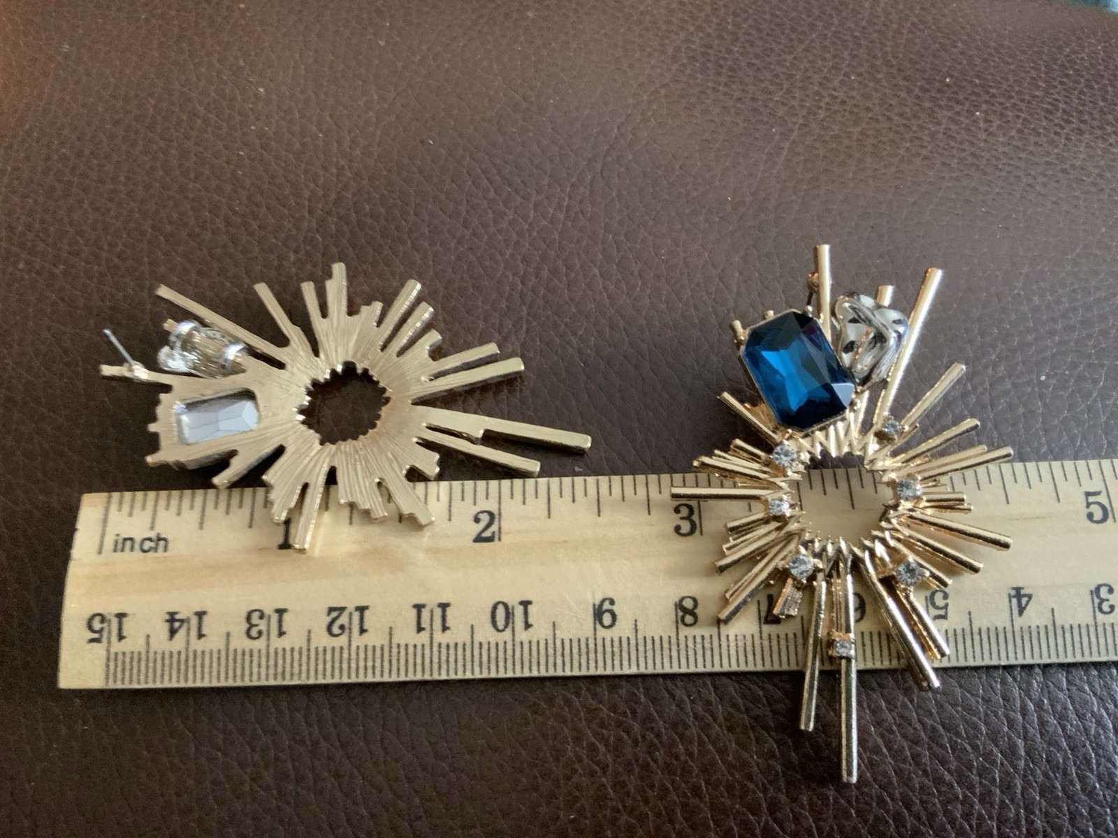 Art Deco Sunburst Earrings Gold CZ Star Museum Modern Molten Sun Boho Art Retro