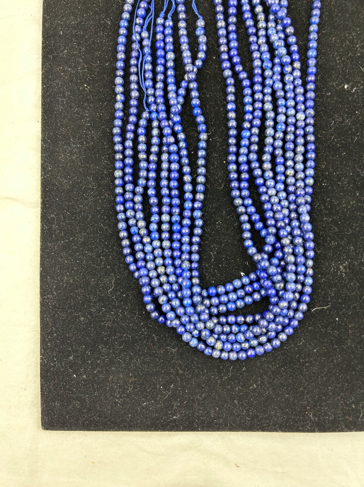 8 Strands of Natural Afghani Lapis Round Bead Necklace – 3mm to 4mm