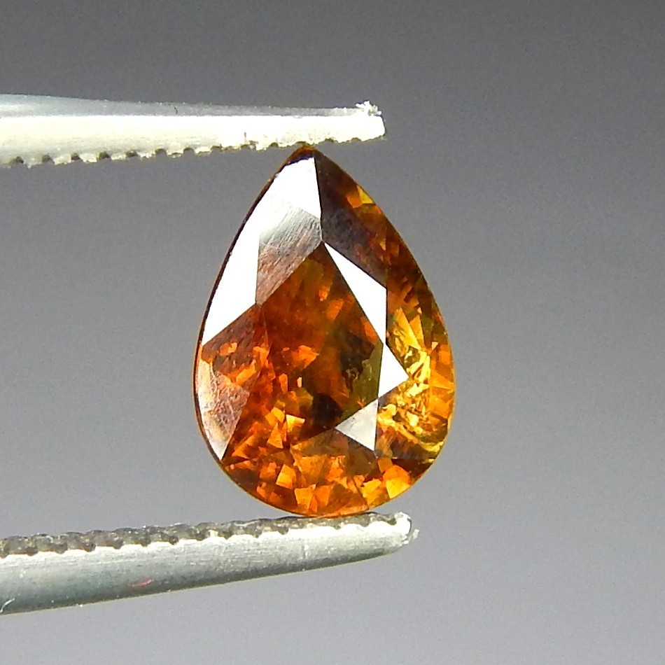 1.5ct Orange Sphene Vivid Pleochroic Flash Natural Mined Unheated Faceted Pear