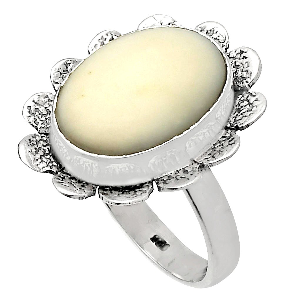 Natural White Opal 925 Sterling Silver Ring s.8.5 Jewelry R-1241