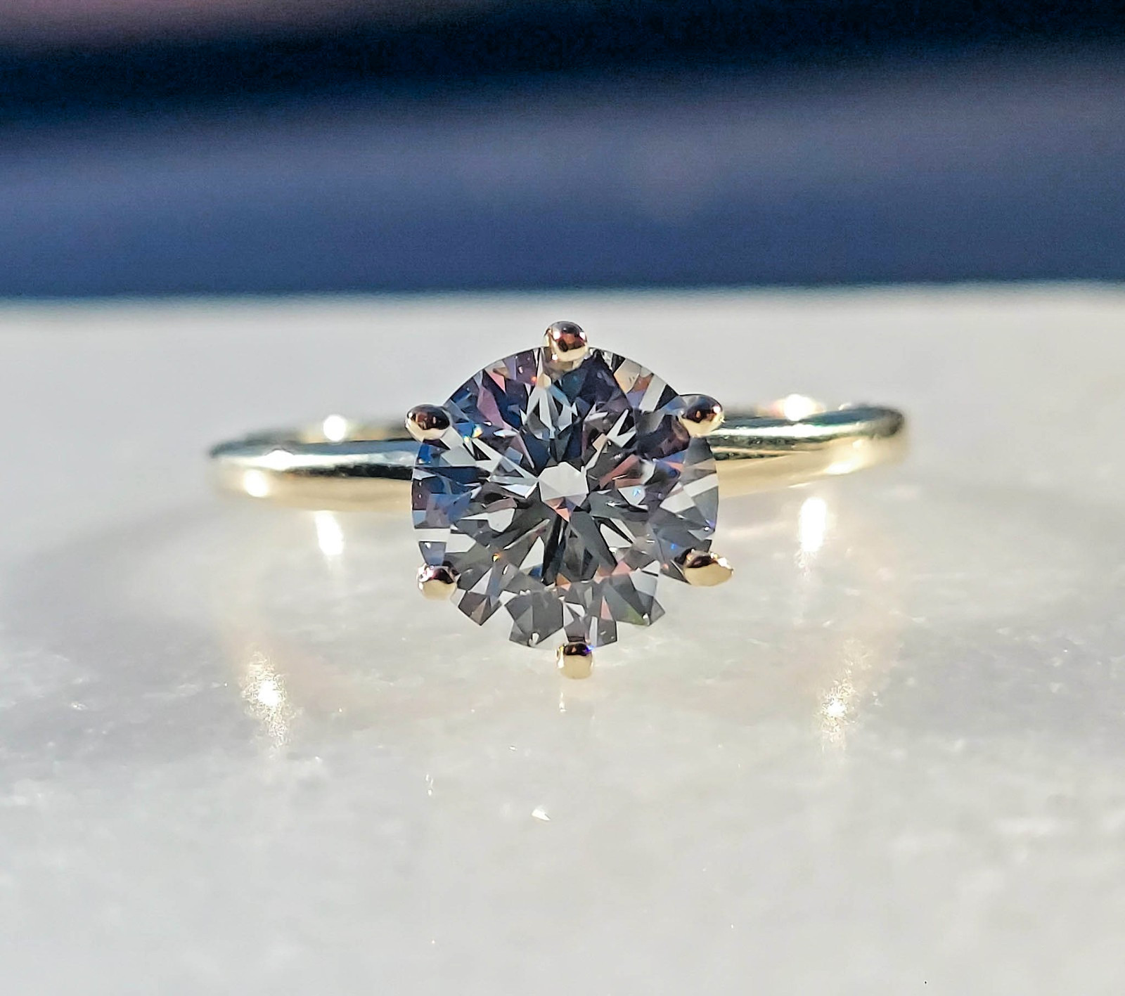 Engagement ring Size 5.75 10k gold ring, 1.26 carat certified. Solitaire ring