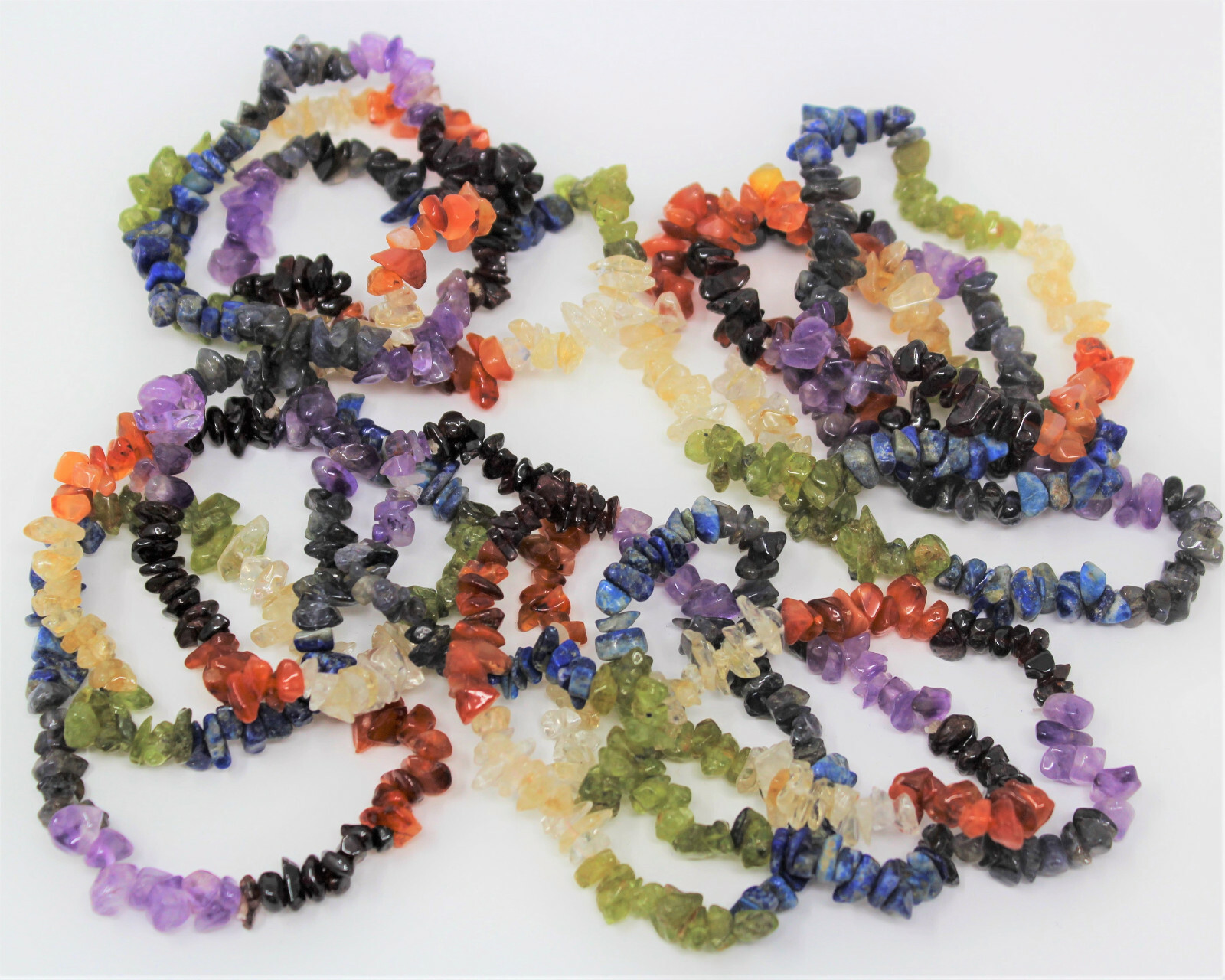 7 Chakra Chip Gemstone Bracelet, Stretch : Raw Crystal Healing US SELLER