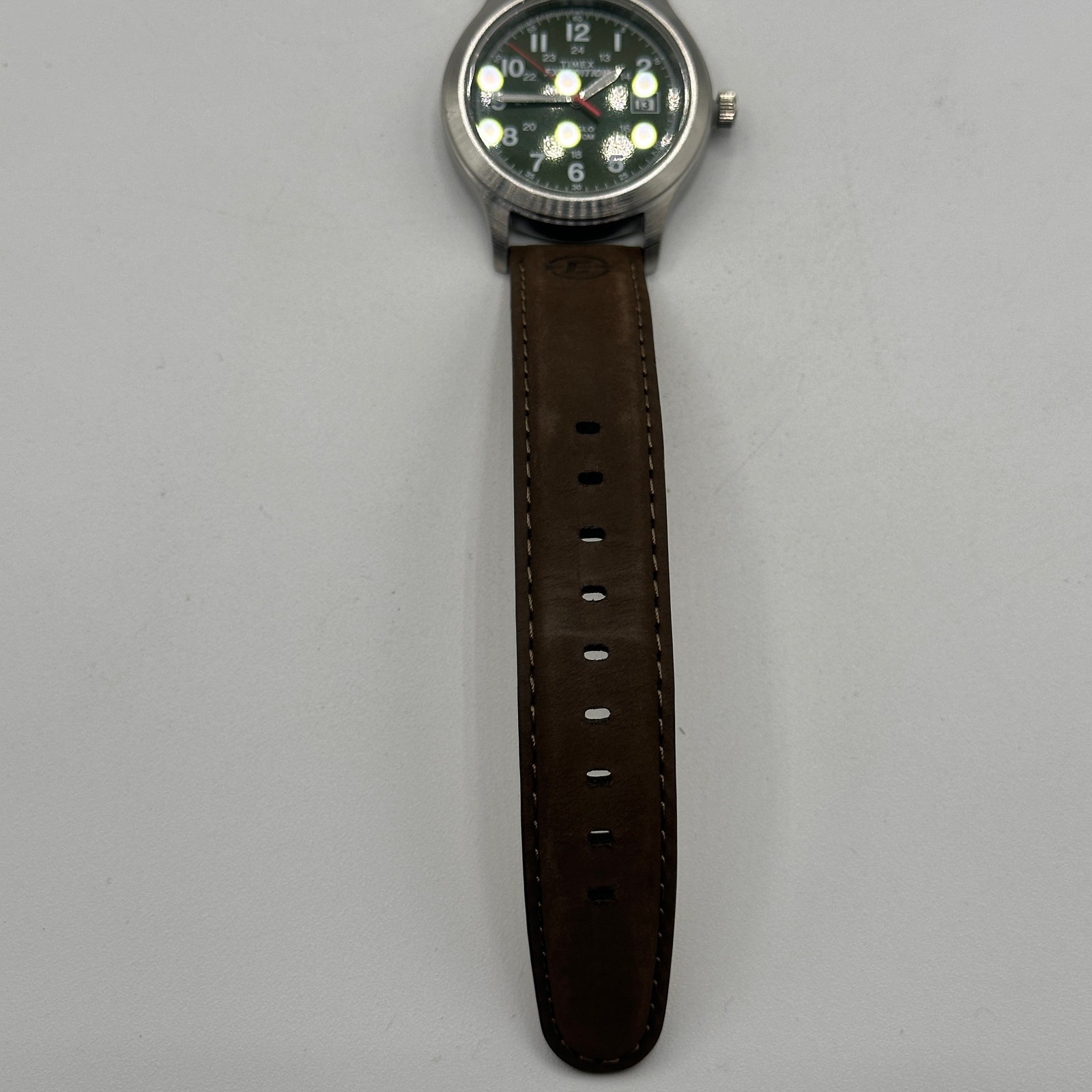 Timex Expedition Indiglo WR50M Digital Analog Watch with Leather Band 37mm