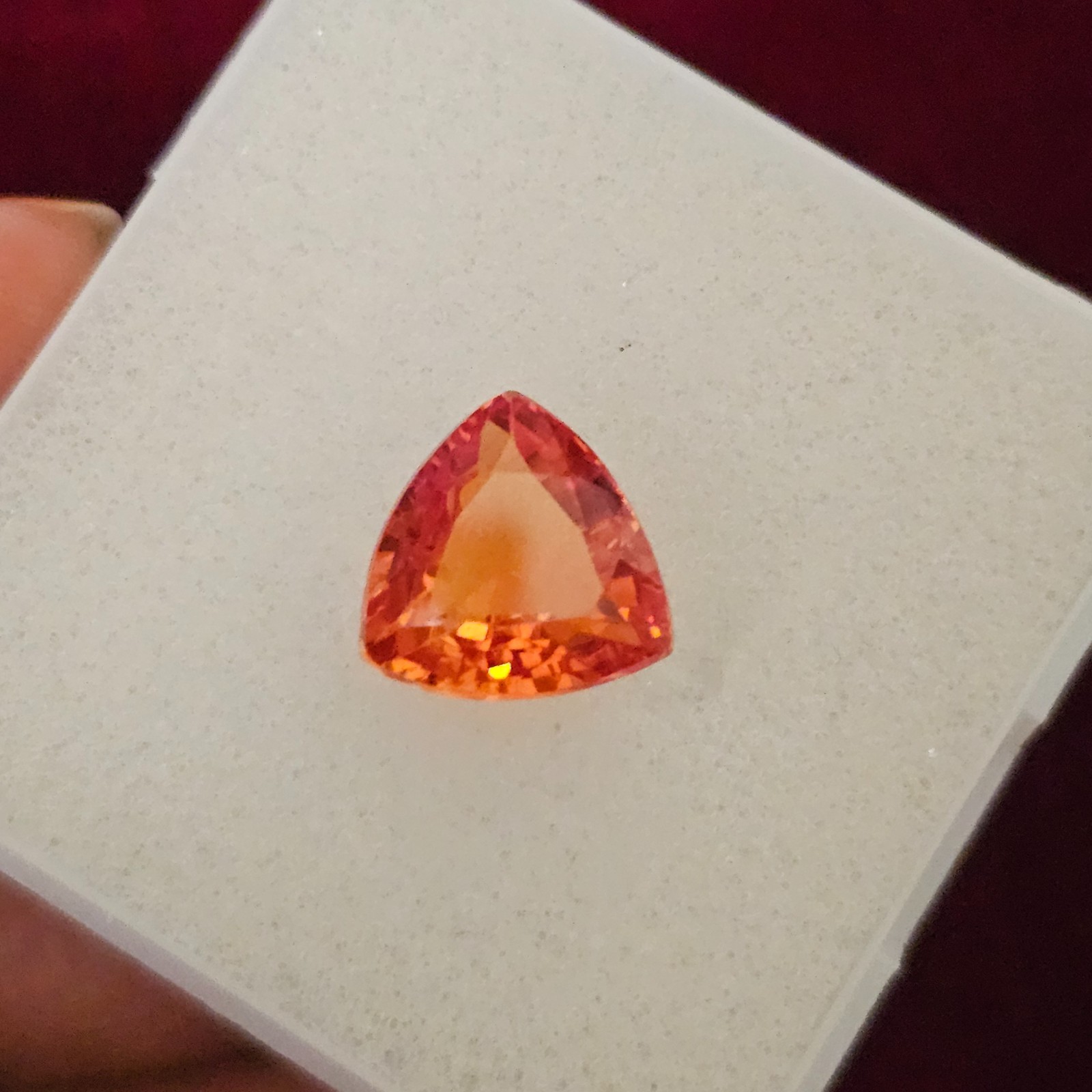 2 Pcs 14.40 Ct each Lab Created Orange Sapphire Trillion Cut Loose Gemstone