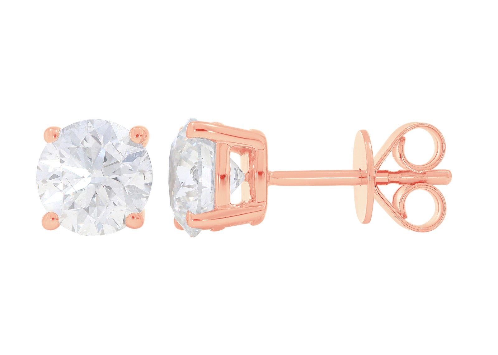 1.00 Ct to 4.00 Ct Round Shape Moissanite Stone Push Back Stud Earring in Silver