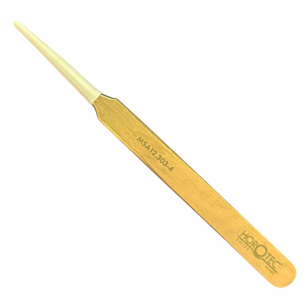 Horotec MSA12.303-4 brass tweezer with long and fine tips for hairsprings, 110mm
