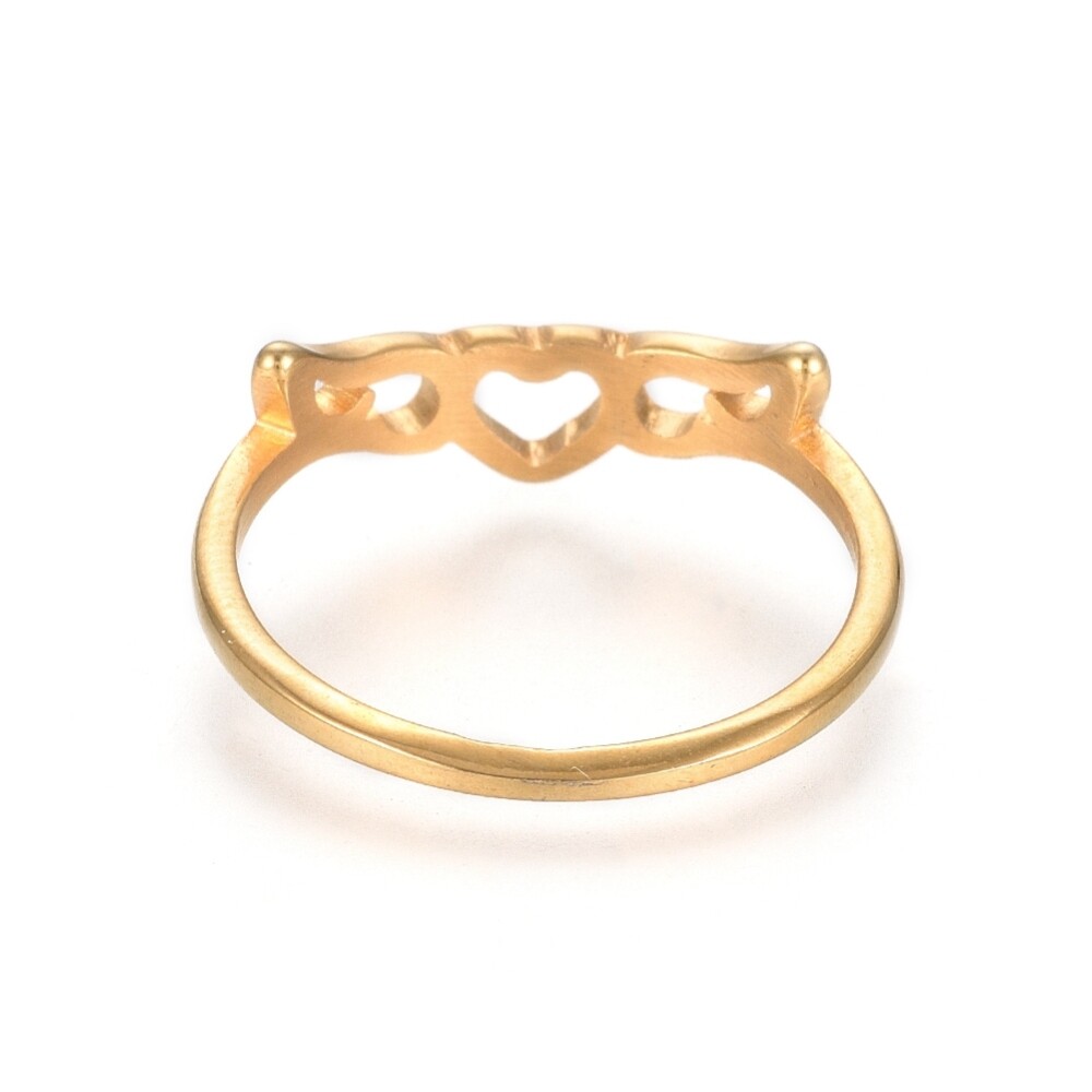 304 Stainless Steel Finger Rings Heart Wing Gold Size 5~8 15~18mm Z683