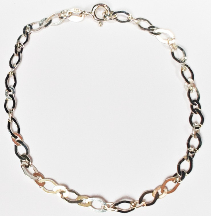 Italy 925 Sterling Silver Oval Link Bracelet 7.25″ Designer Spring Ring 1.65g
