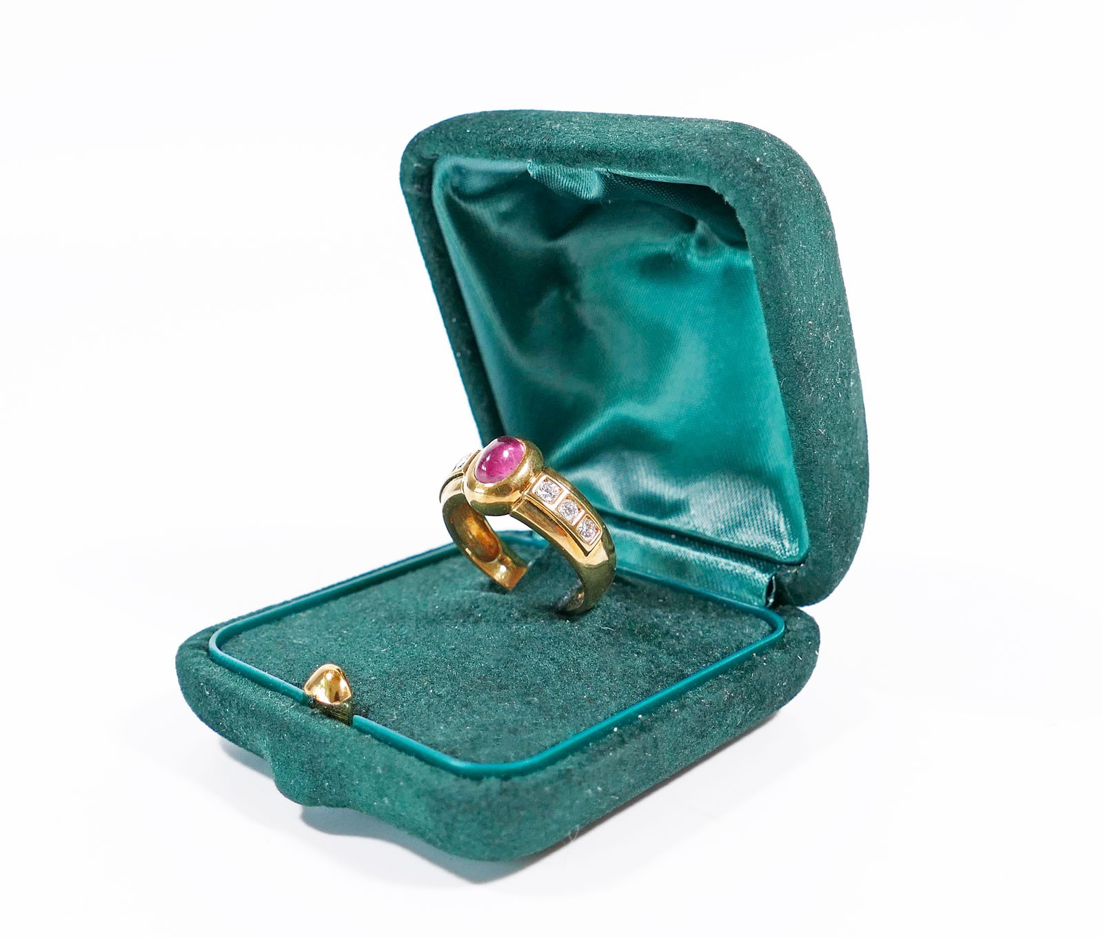 Ring 750 gold tourmaline approx. 0.65 ct, brilliant diamonds approx. 0.35 ct RW 56 GG hallmarked