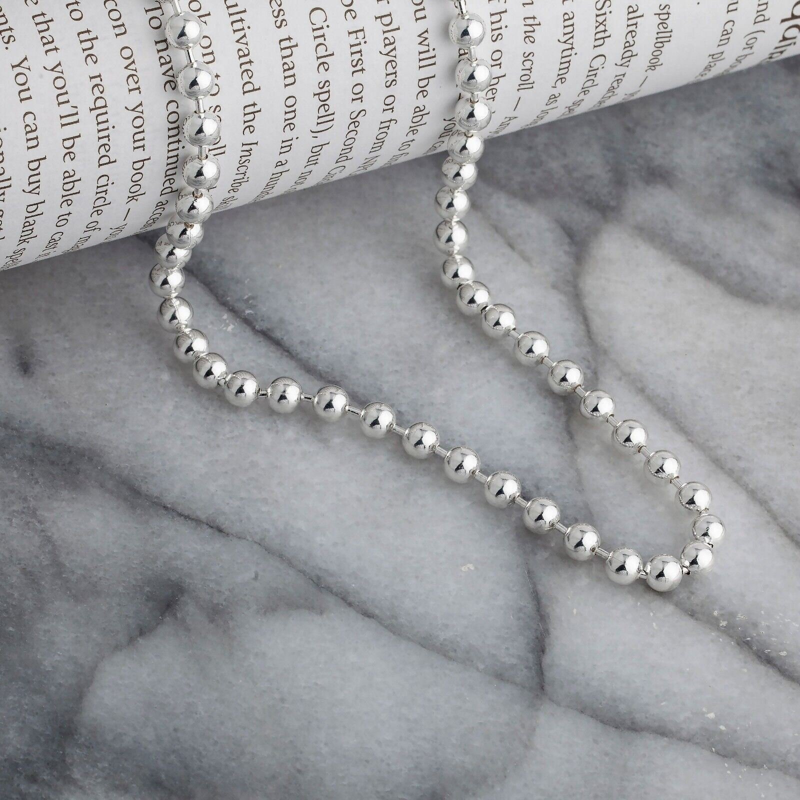 1.8mm Sterling Silver Italian Ball Bead Chain 925 Italy New Dog Tag Necklace