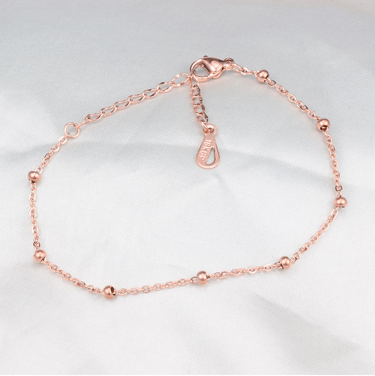 10″ Stainless Steel 18K Rose Gold Silver Beads Foot Ankle Chain Anklet Gift PE10