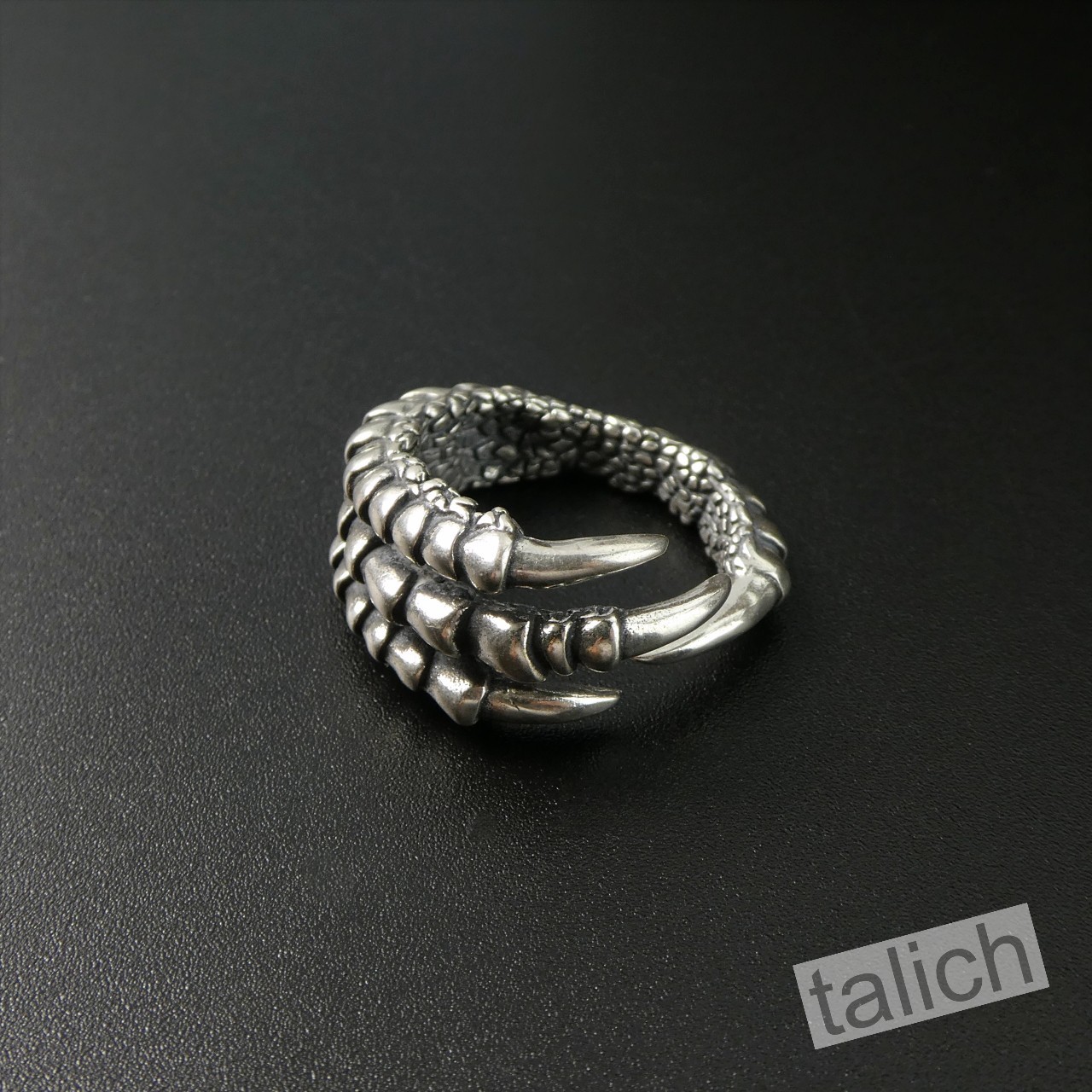 Heavy Solid 925 Sterling Silver Eagle Dragon Claw Large Wrap Ring Adjustable