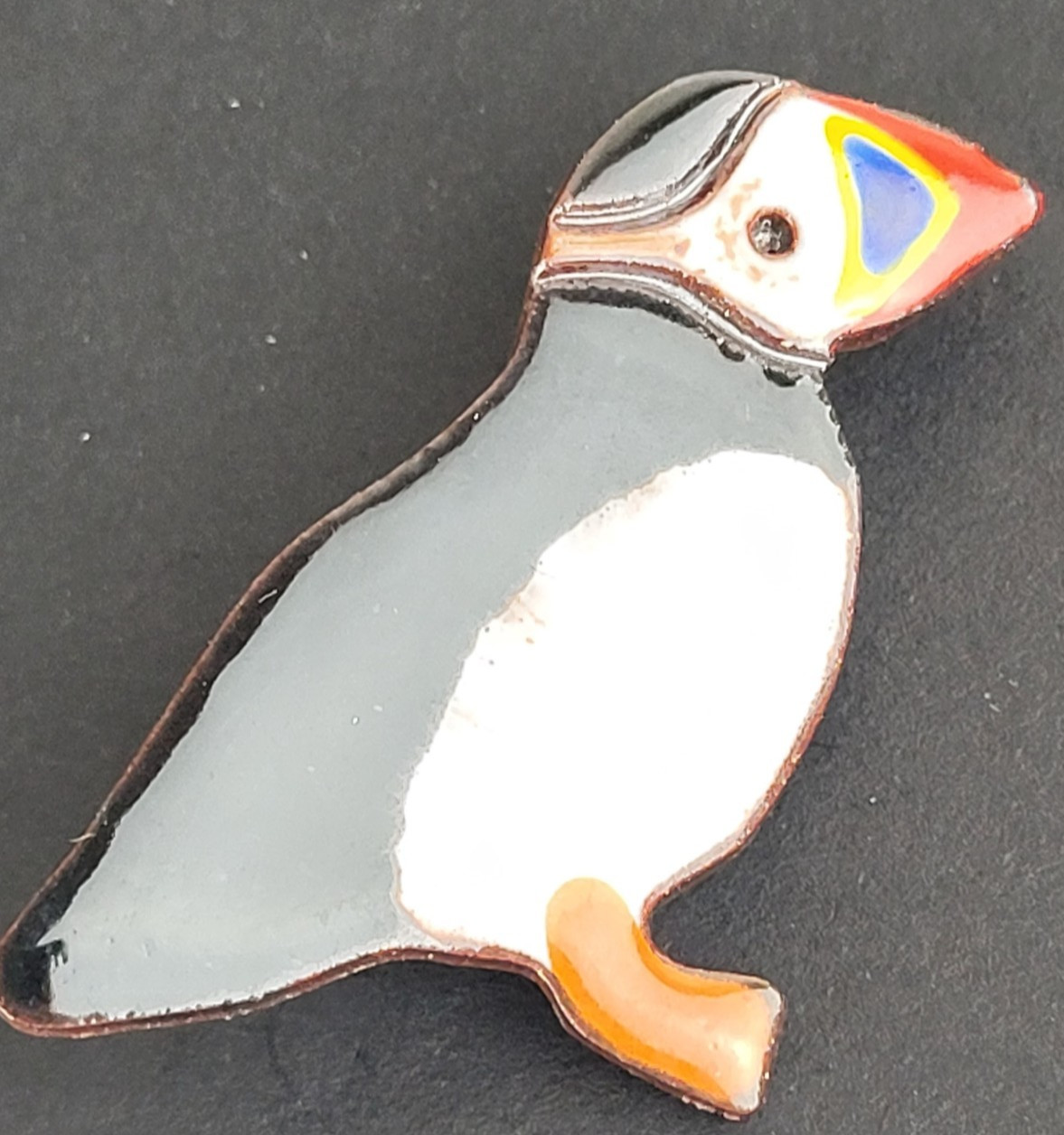 Puffin Bird Brooch Ceramic Enamel
