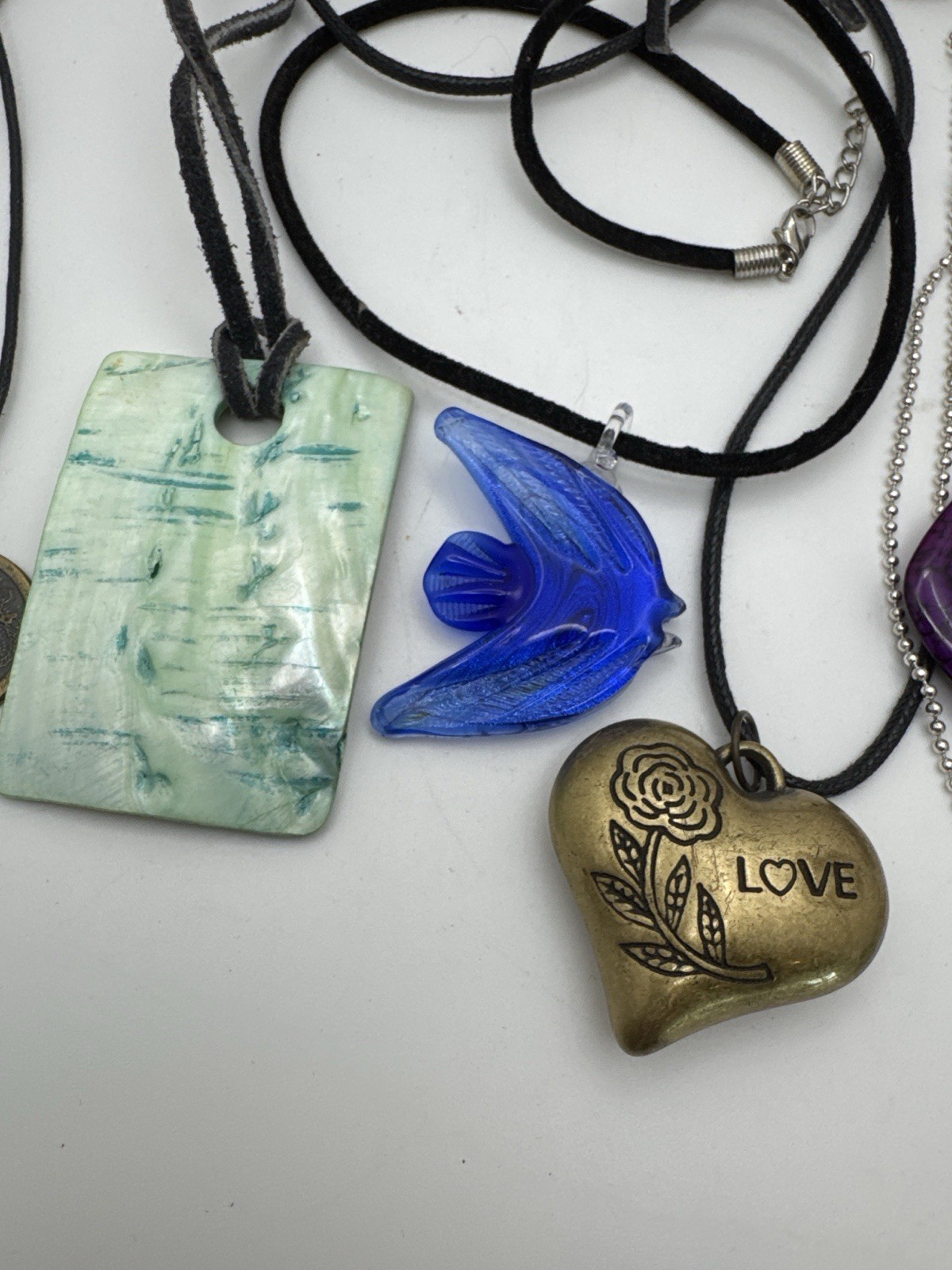 Boho Pendant Necklace Lot 10pc Cord Crystal Peace Angel Y2K Mixed Jewelry