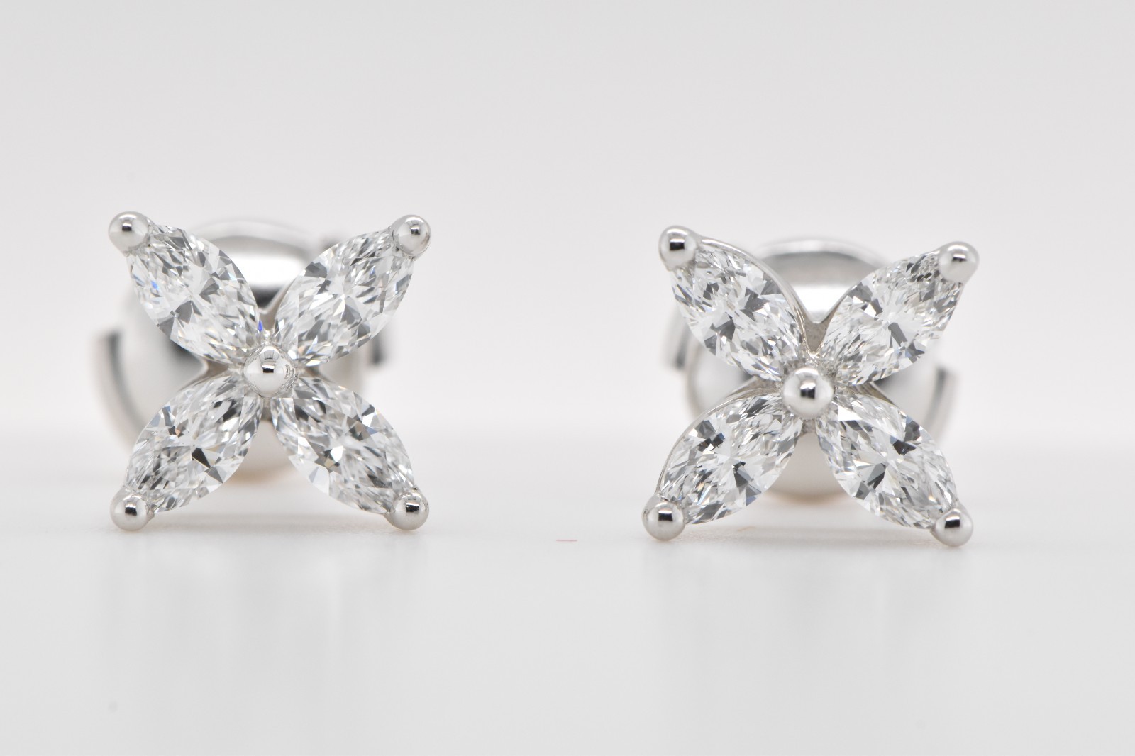 Tiffany & Co. Victoria Earrings Platinum with Marquise Diamonds .92 CTW Set