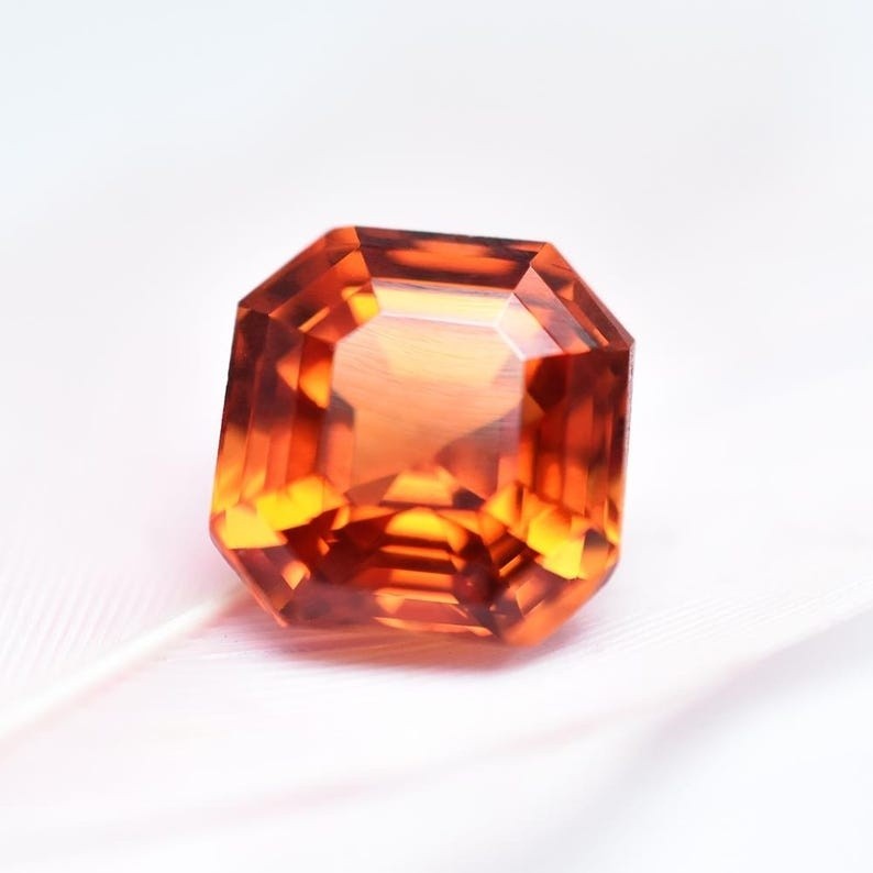 Artisan Jewelry Ready Use Certified 9.41 Ct Orange Sapphire | Natural Square Gem