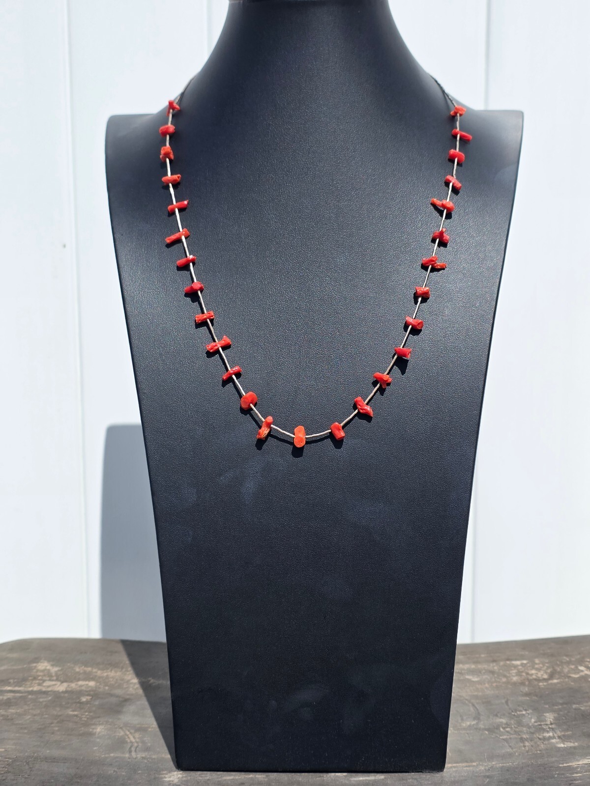VTG Native American / Southwest Liquid Sterling Silver Red Branch Coral Necklace