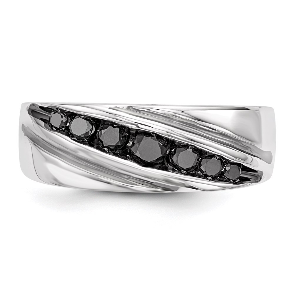 Sterling Silver Rhodium-plated Black Diamond Band Ring Size 9 for Men’s 7.09gm