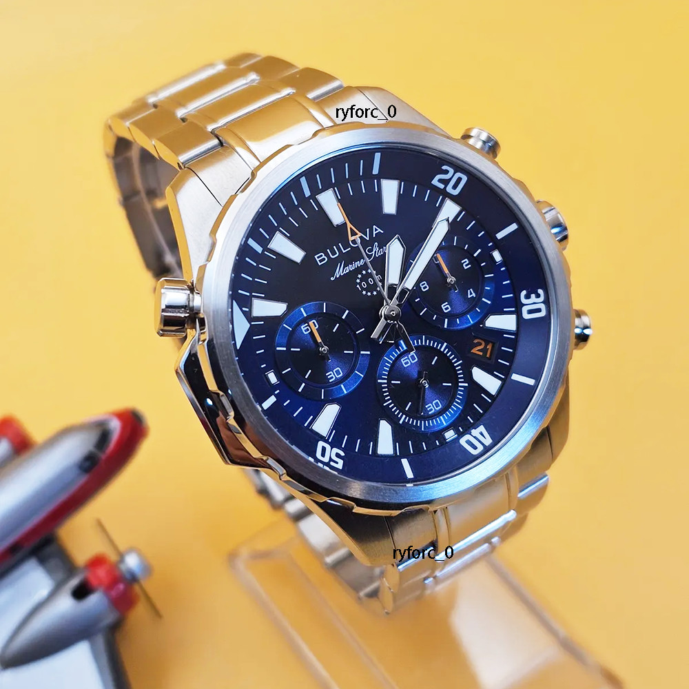 Bulova Classic Marine Star Series B 96B256 Blue Dial Men’s Quartz Watch 43 mm