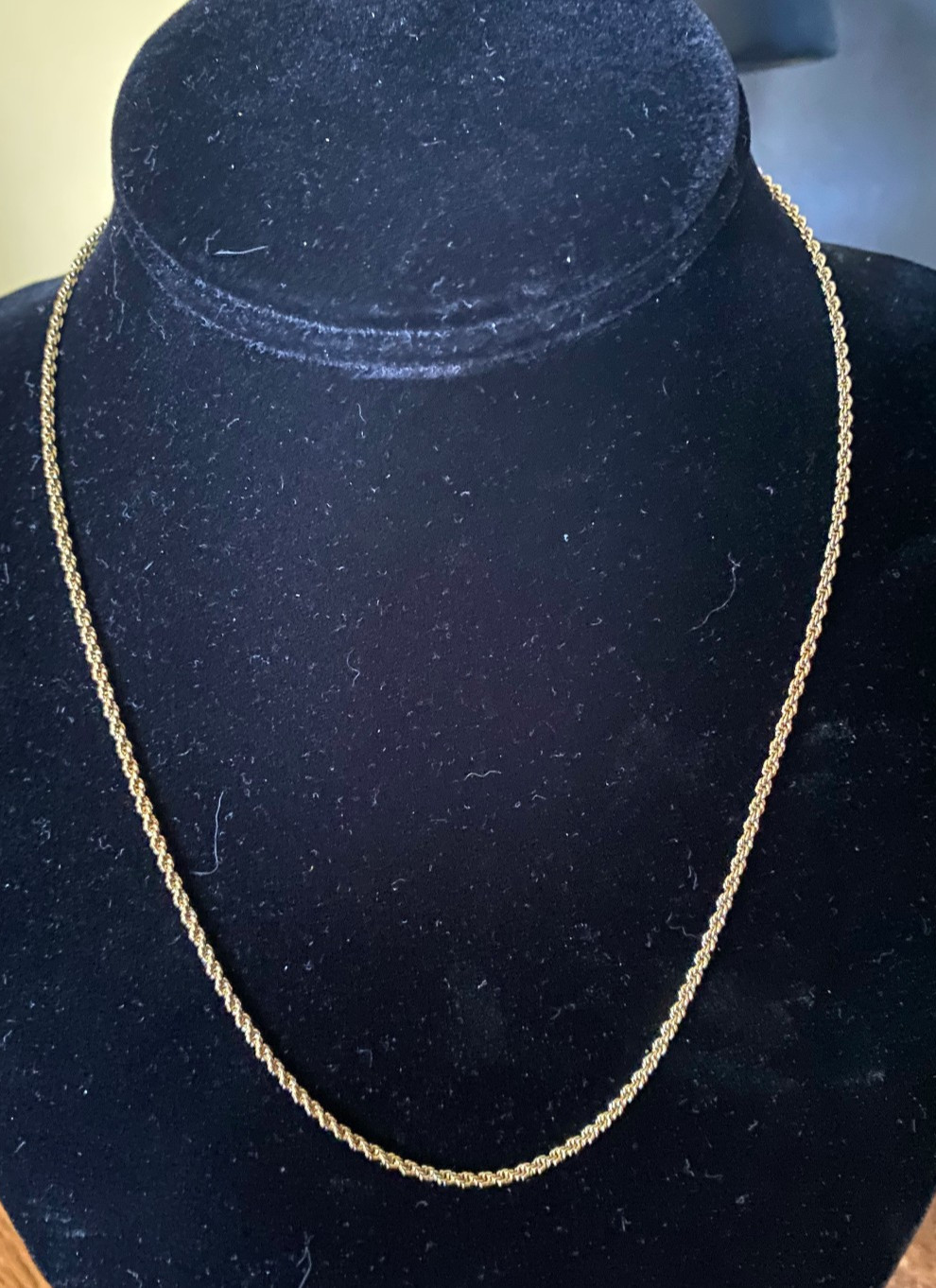 Gold Tone Rope Chain Necklace Small Chain Style Lobster Clasp Mrkd Korea NoStone