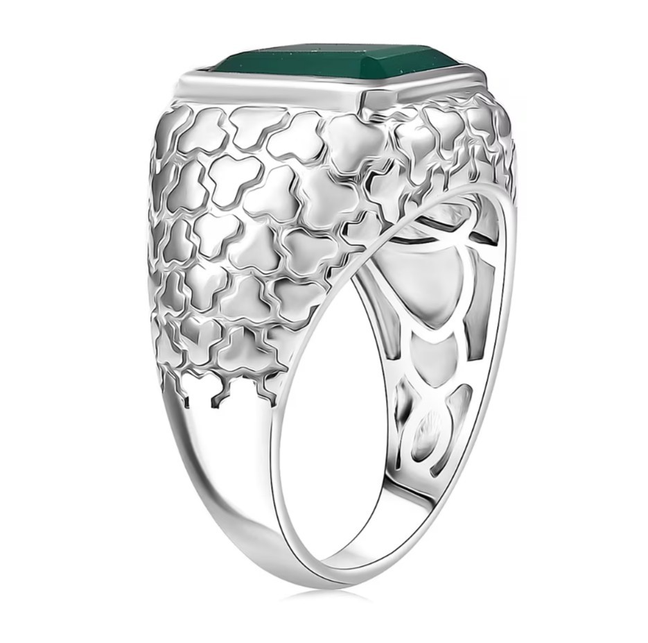 D’Joy Verde Onyx 5.85 ctw Art Deco Ring Size 6 in Rhodium Over Sterling Silver
