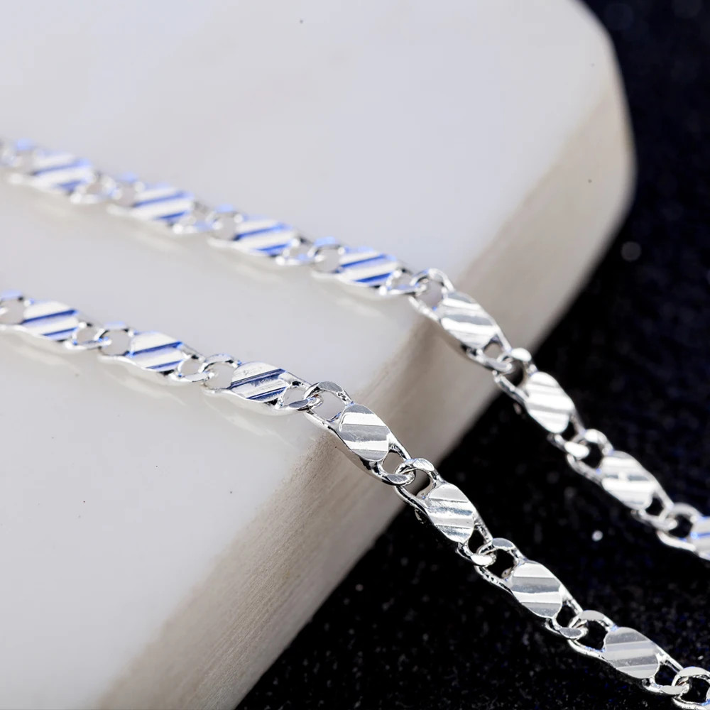 40-75CM 925 Sterling Silver 2mm Charm Chain Necklace Women Man Fashion Jewelry