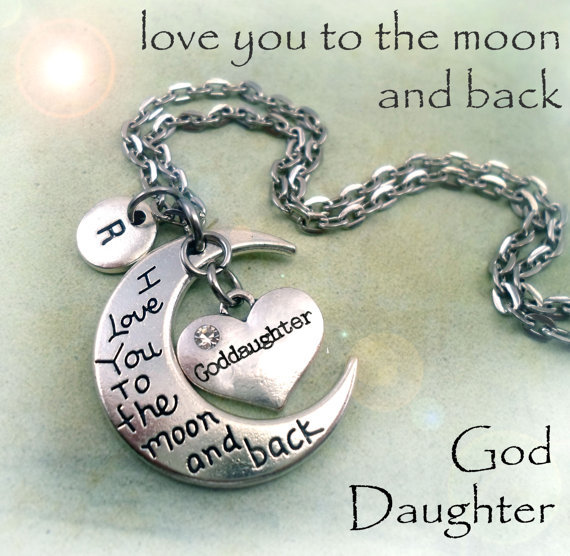 Set of 2 Godmother & Goddaughter I Love You to the Moon and Back Necklaces