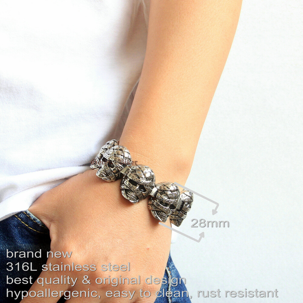 Punk Heavy Gothic Egypt Mummy Skull Stainless Steel Men’s Bracelet 7.5-9.4″(L)