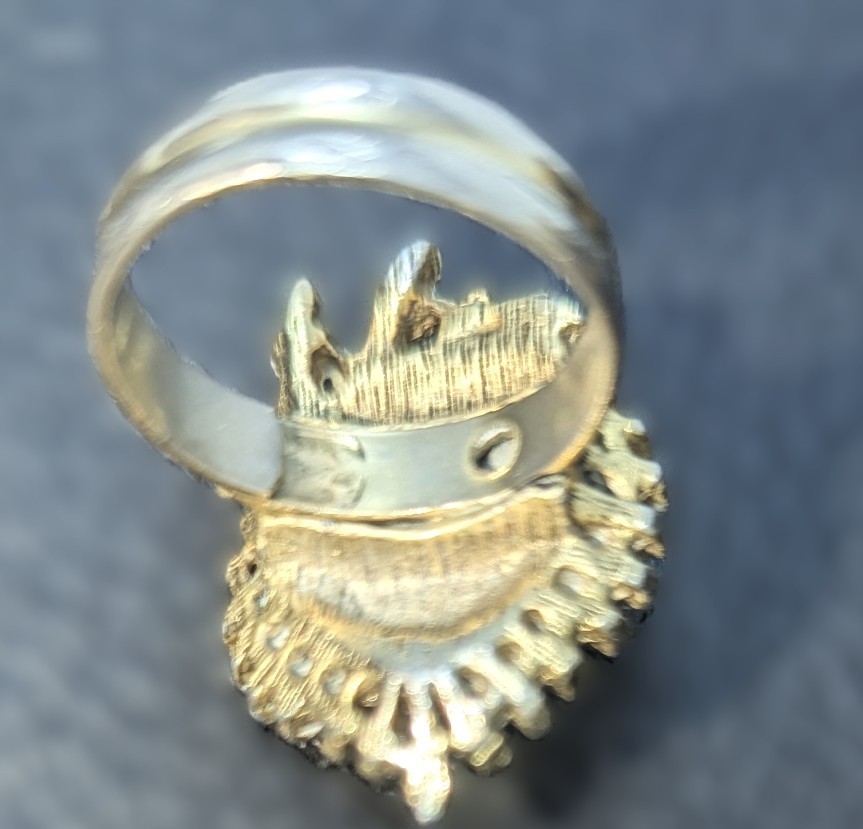 Vtg 1970s Retro Sunburst Cocktail Ring Pink Rhodochrosite Adjustable Size 8.5