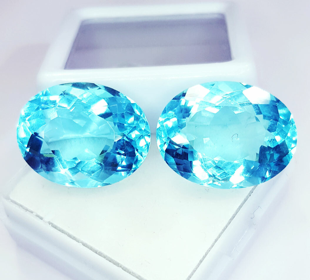 10 to 12 Ct Loose Gemstone Aquamarine Pair Certified Oval Cut AA+ Aquamarine Gem