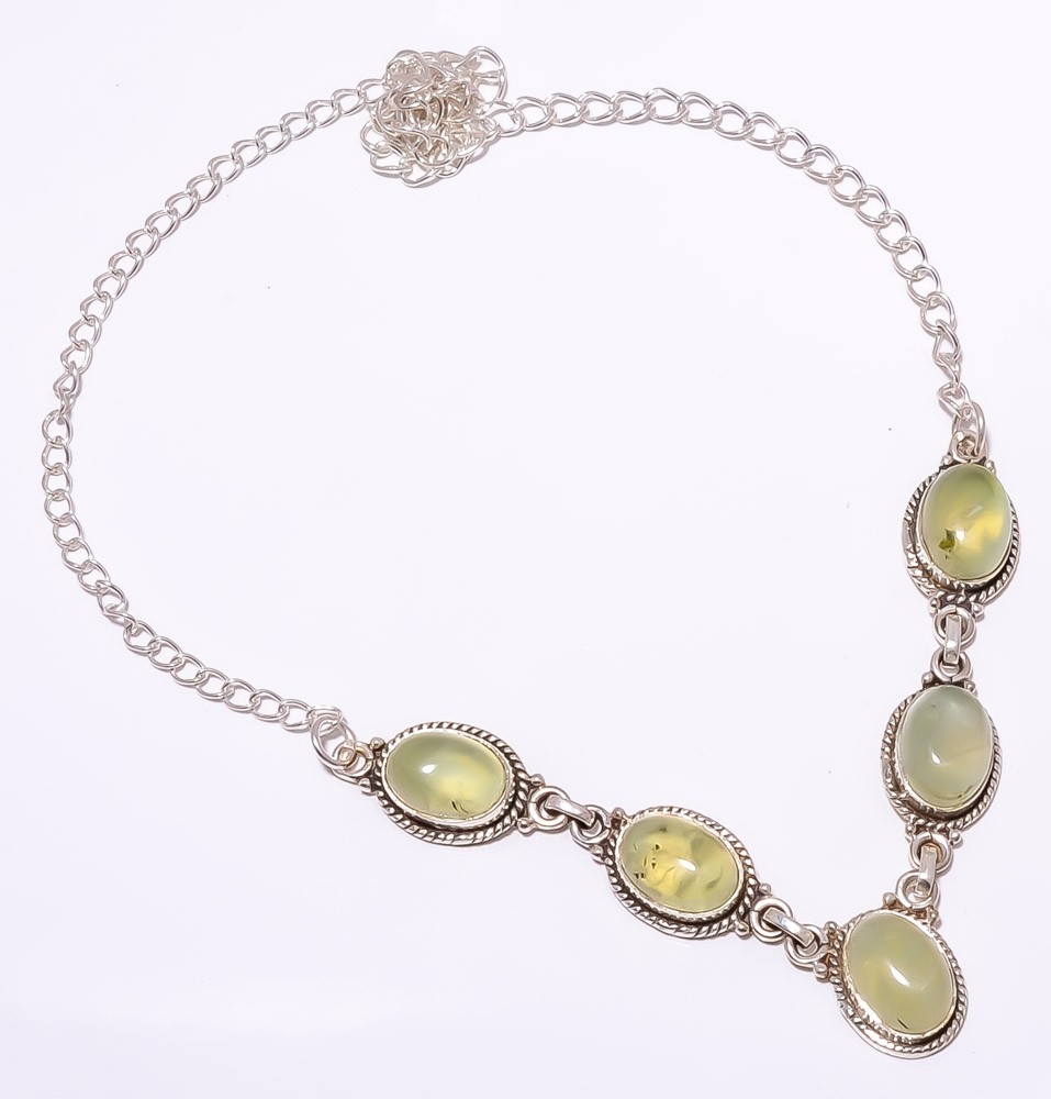 Tennis Prehnite 925 Sterling Silver Jewelry Handmade Necklace 17.99″ N1542-47