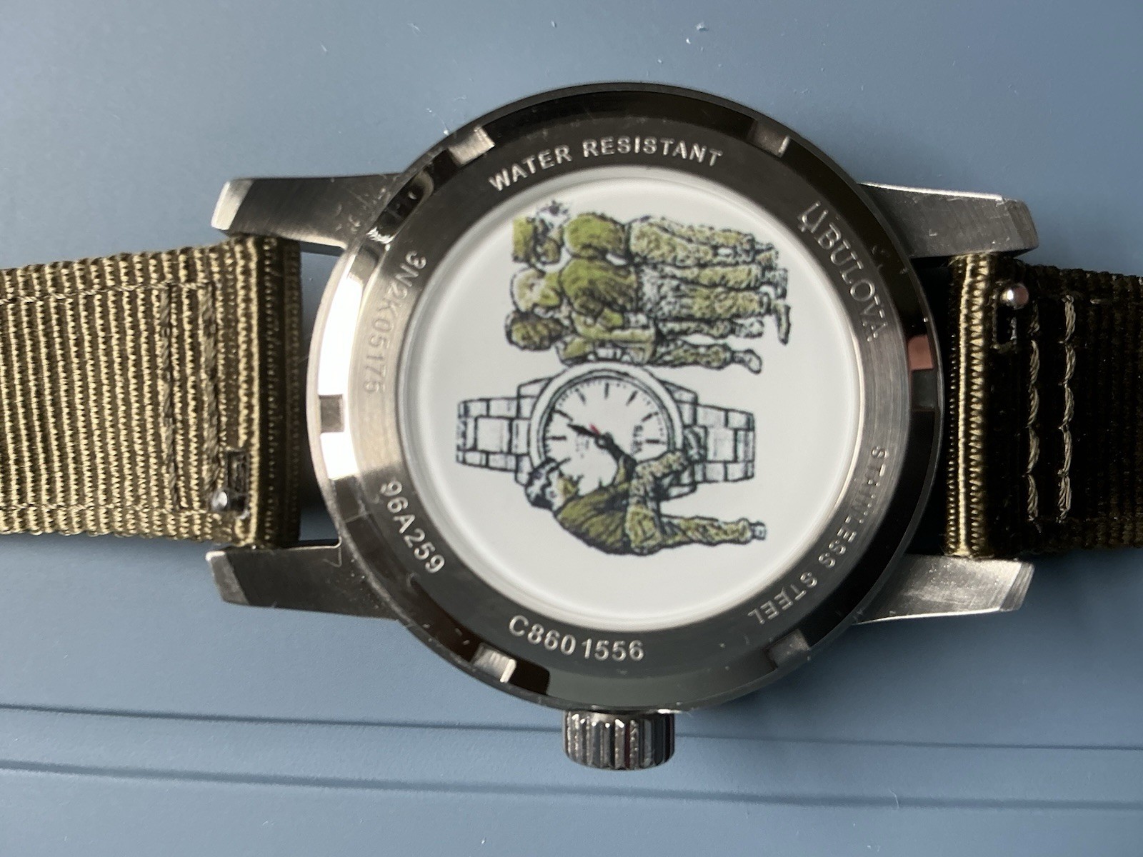 Bulova Military VWI Men’s Black Watch – 96A259 with Extra Band