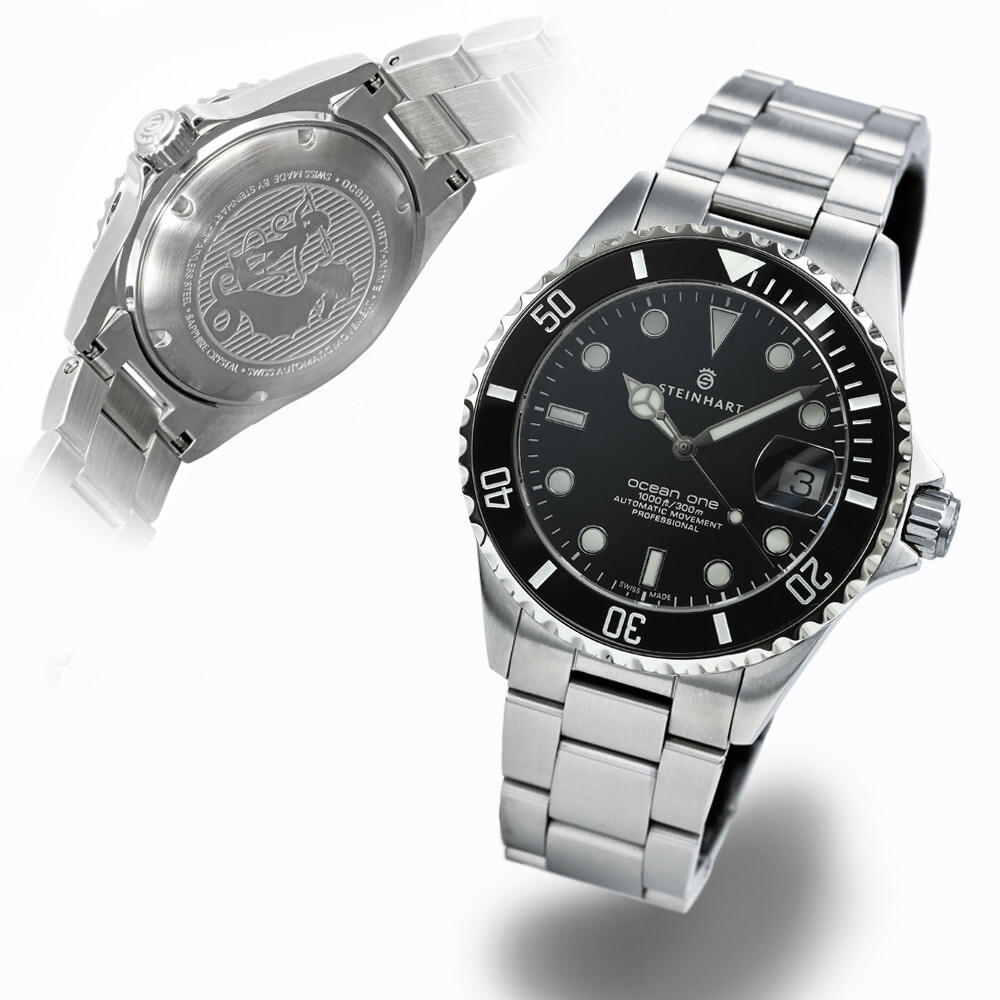 New Steinhart Ocean One 39mm Black Ceramic Automatic Swiss Diver Watch 103-0981